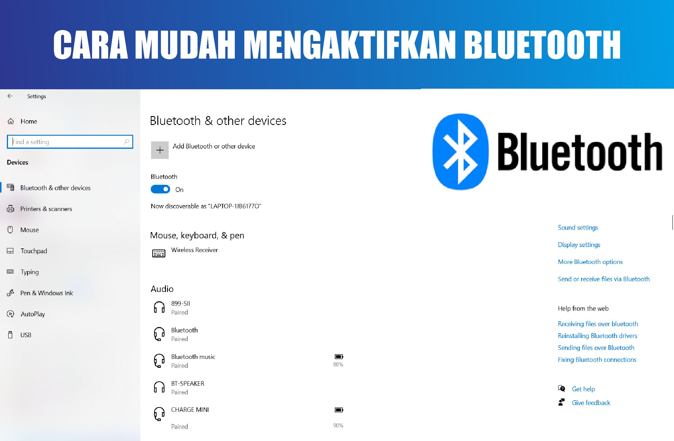 cara mudah mengaktifkan Bluetooth
